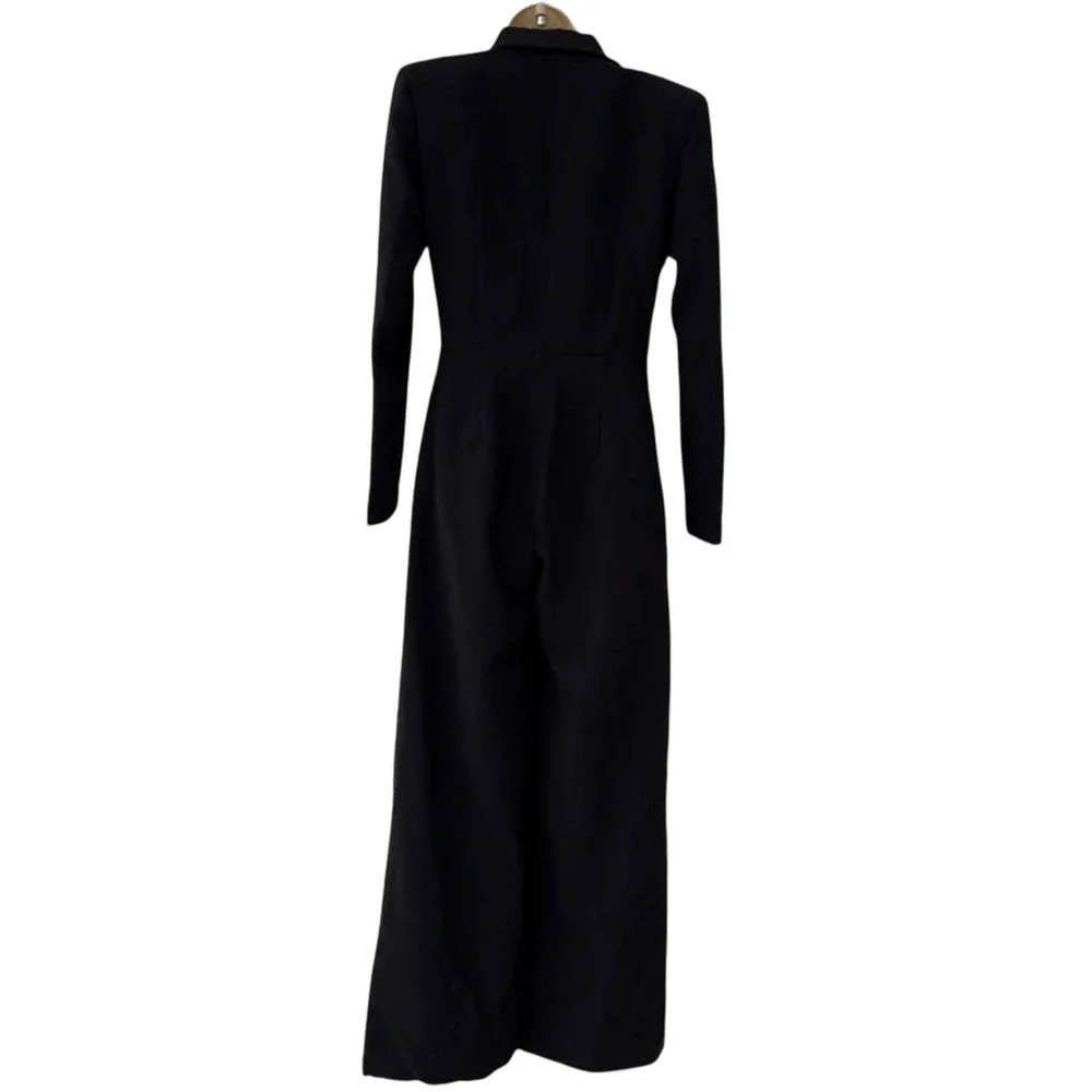 Pretty Little Thing by Naomi Campbell Black Tuxedo Jumpsuit NWT Wide Leg sz 6 - Picture 13 of 16